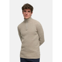 Kronstadt Ks35029 cable half zip 024 beige mix heren trui