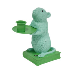 House Vitamin Candle holder mouse polyresin mint/green 8x10x17cm