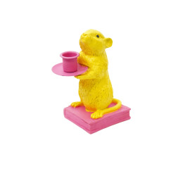House Vitamin Candle holder mouse polyresin yellow/pink 8x10x17cm