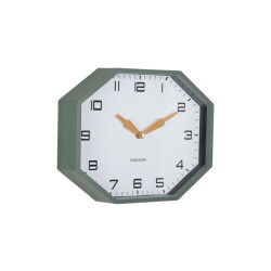 Karlsson wandklok modern factory octagon jungle green & ochre yellow