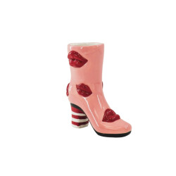 House Vitamin Flower vase- boot with lips vase- ceramics- pink/ red- 19,5x8,5x23 cm