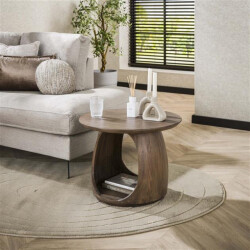Hoyz bijzettafel flow solid m massief acacia glaze brown