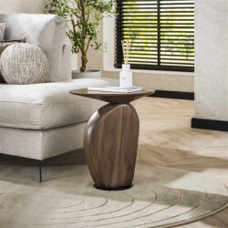 Hoyz bijzettafel art solid massief acacia glaze brown