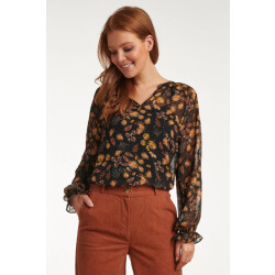 Smashed Lemon 23711-999-240 v-hals top met bloemenprint-mosterd |
