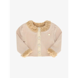 Le Chic Meisjes vest orleany fur-edged cafe au lait