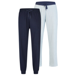 Phil & Co Heren pyjamabroek lang gestreept/effen 2-pack