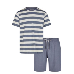 Phil & Co Heren shortama korte pyjama set palm gestreept