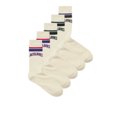 Jack & Jones Jongens sportsokken jacmateo tennissokken 5-pack crèmewit