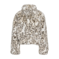 Only Onljanis life faux fur leo jacket cc otw ecru dessin