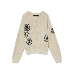 Vero Moda vmlaura ls o-neck pullover boo 10331444 birch with black detail