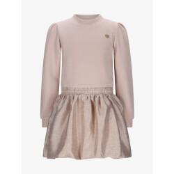 Le Chic Meisjes jurk sabloon knit glitter dress cafe au lait