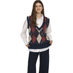 Only Onlnoeme life sl jq vest v-neck knt night sky/red