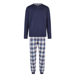 Phil & Co Heren pyjama set lang donkerblauw geruit