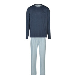 Phil & Co Heren pyjama set interlock donkerblauw/lichtblauw gestreept