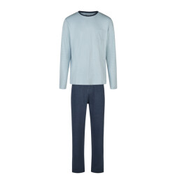 Phil & Co Heren pyjama set interlock lichtblauw gestreept/donkerblauw