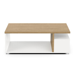 CaliCosy Table basse 3 niches décor chêne et blanc mat l91,8 cm access