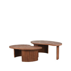 Label51 Salontafel timon 100x58x40 cm espresso mangohout set van 2