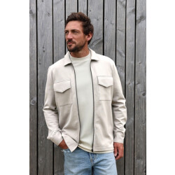 Kultivate 2501030211 luxury zip 297 bone white overshirt van tricot - kultiv