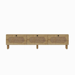 CaliCosy Tv-meubel met 3 opklapbare deuren bedekt met jute stof, l180 cm elena