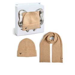 Pieces Dames wintermuts + sjaal gebreid pcniva giftbox beige