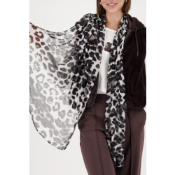 Monari  scarf with leopard print and rhinestones 809676 522 brownie pattern