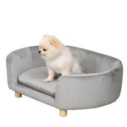 4goodz Katten- en hondenbank met houten poten 86x55x33 cm licht