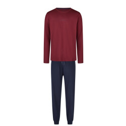 Phil & Co Heren pyjama set lang effen rood/blauw