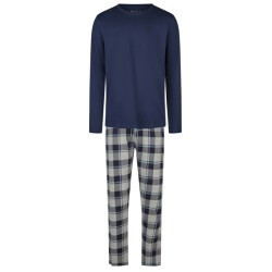 Phil & Co Heren pyjama set lang blauw/grijs geruit