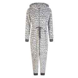 By Louise Dames huispak onesie fleece grijs panterprint