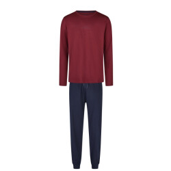 Phil & Co Heren pyjama set lang effen rood/blauw