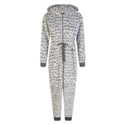 By Louise Dames huispak onesie fleece grijs panterprint