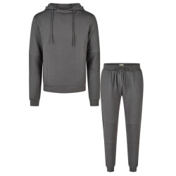 Phil & Co Heren lounge jacquard sweat set antraciet