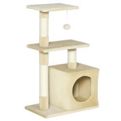 4goodz Krabpaal met sisal krabpaal met zacht pluche kattenspeeltje 50 x 30 x 81,5 cm