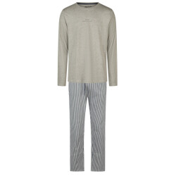 Phil & Co Heren pyjama set lang grijs gestreept