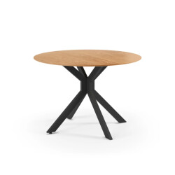 CaliCosy Folding round table decorated in oak and black metal d110 cm nelly