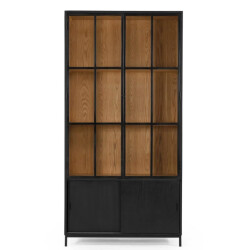 Signature Twee-deurs vitrine in massief zwart eiken yalta