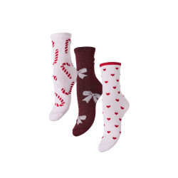 Pieces Dames kerst sokken pcjingle glitter 3-pack roze