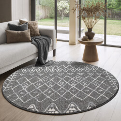 Muratap Rond boho vintage | laagpolig vloerkleed | modern tapijt | woonkamer, slaapkamer