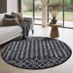 Muratap Rond boho vintage kelim | laagpolig vloerkleed | modern tapijt | woonkamer,