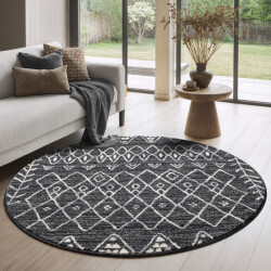 Muratap Rond boho vintage | laagpolig vloerkleed | modern tapijt | woonkamer, slaapkamer