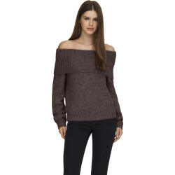 Only Onlshine ls off shoulder cc knt seal brown/melange