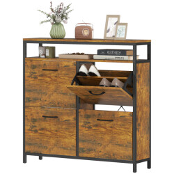 Homcom Schoenenkast met 4 klapladen voor 12-20 paar schoenen