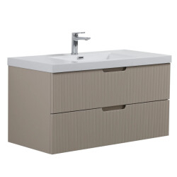 Badplaats Badkamermeubel set thermis 100cm crème badmeubel met wastafel