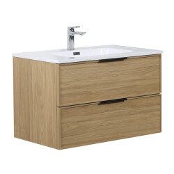 Badplaats Badkamermeubel set luxor 80cm licht badmeubel met wastafel