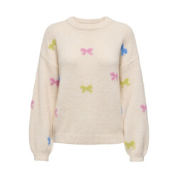 Only Onlbrunhilda life ls bow o-neck knt ecru dessin