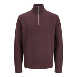 Jack & Jones Jprblamilano stitch knit half zip sn bordeaux