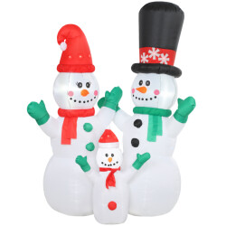 Homcom 4goodz opblaasbare sneeuwmanfamilie led 165x80x180cm