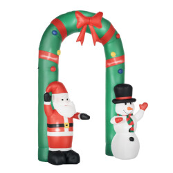 Homcom Opblaasbare boog met kerstman en sneeuwman 198 x 80 x 245 cm