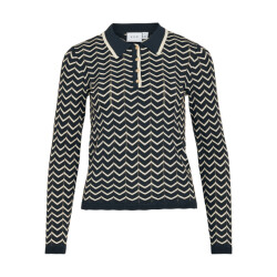 Vila Viellora l/s polo pointelle knit to