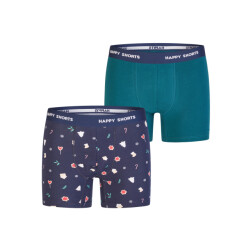 Happy Shorts Heren boxershorts kerst 2-pack donkerblauw/groen